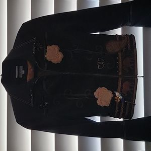 Stunning Alberto Makali Embellished Black Jean Jacket